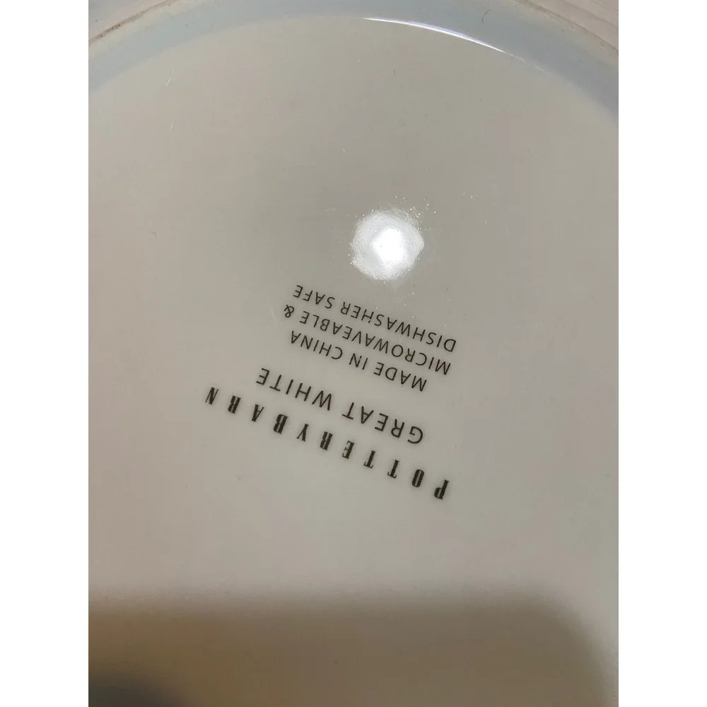 Pottery Barn Great White 10.5 Inch Rimmed Dinner Plates Set of 4 Porcelain White